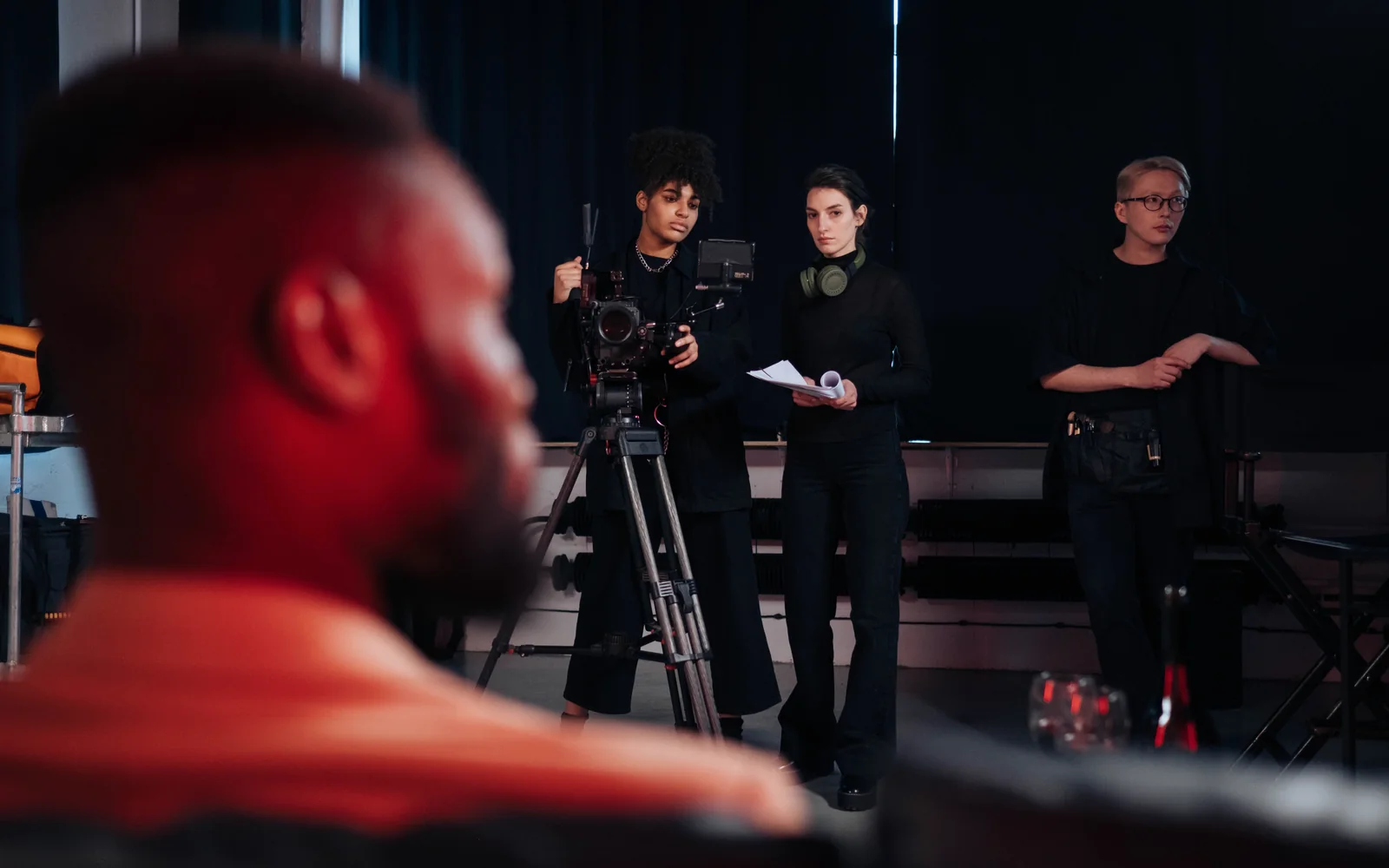 Equipo profesional de producción audiovisual